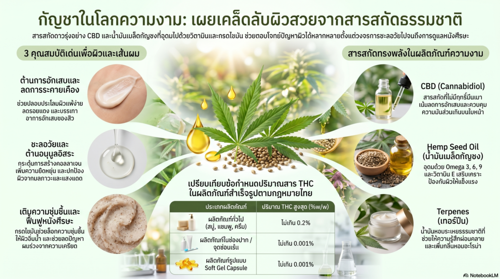 กัญชาในผลิตภัณฑ์ความงาม ช่วยเรื่องอะไรบ้าง กัญชาในผลิตภัณฑ์ความงาม