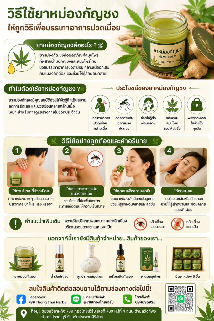 ยาหม่องกัญชง ให้ถูกวิธีเพื่อบรรเทาอาการปวดเมื่อย ยาหม่องกัญชง