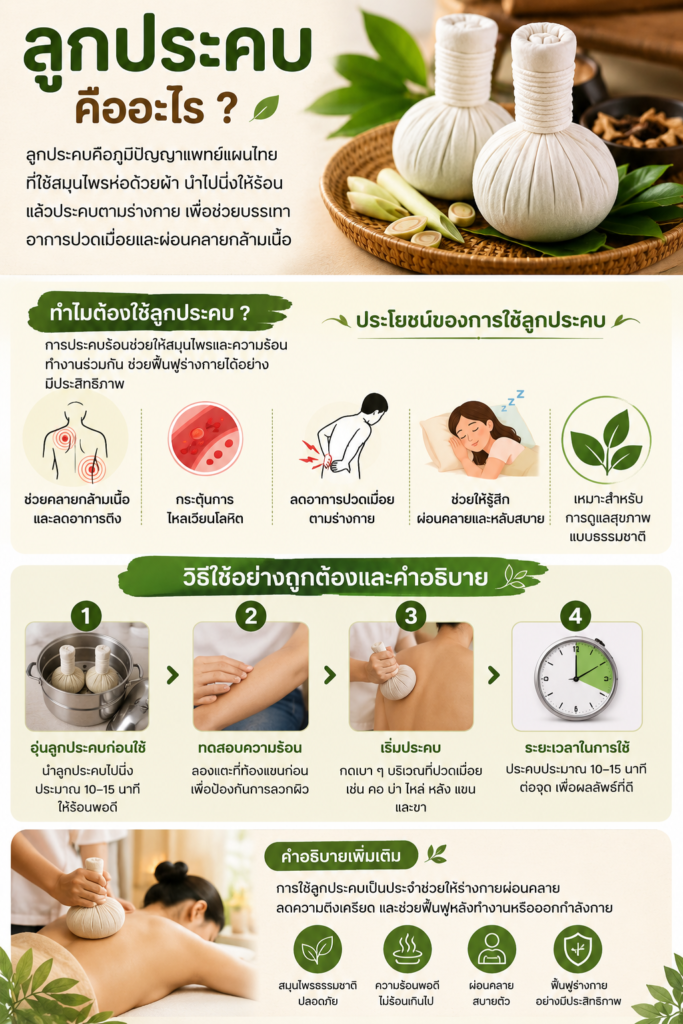 ลูกประคบสมุนไพร คู่มือการใช้อย่างถูกวิธีเพื่อสุขภาพ ลูกประคบสมุนไพร